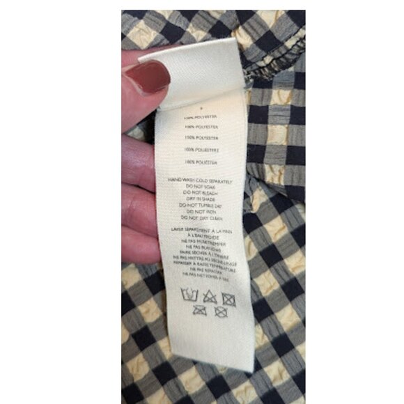 VRG GRL black-and-cream gingham tie-front boxy blouse, Size S - Picture 11 of 11